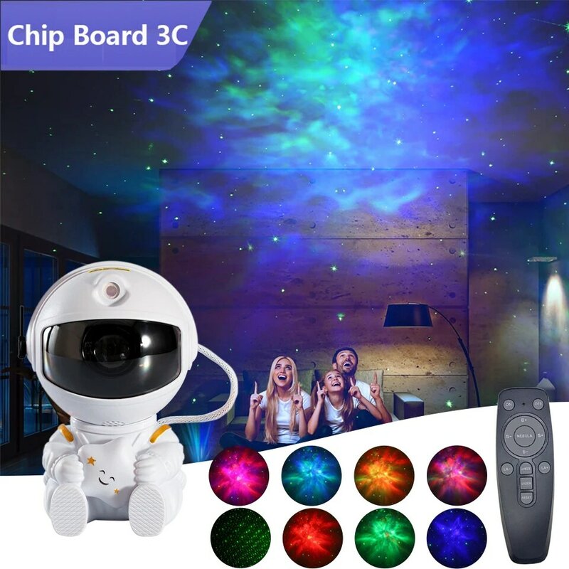 Proyector de luz nocturna con forma de galaxia y astronauta, lámpara Led con USB para dormitorio, decoración de cumpleaños para niños, con Control remoto, ideal para regalo