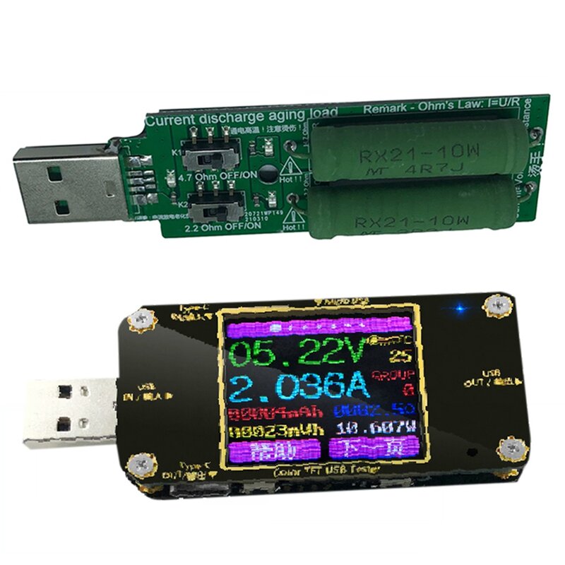 Detector USB Multifuncional Tipo C com Display Digital, Instrumento de Medição de Capacidade, Medidor de Tensão e Corrente, Pd