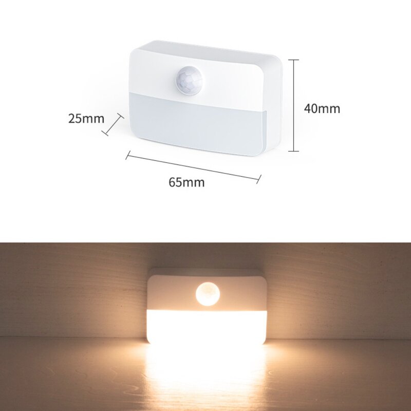 Human Body Induction LED Induction Light Battery Powered White Light Cabinet Lights Warm Light Dimmable Motion Detection Light