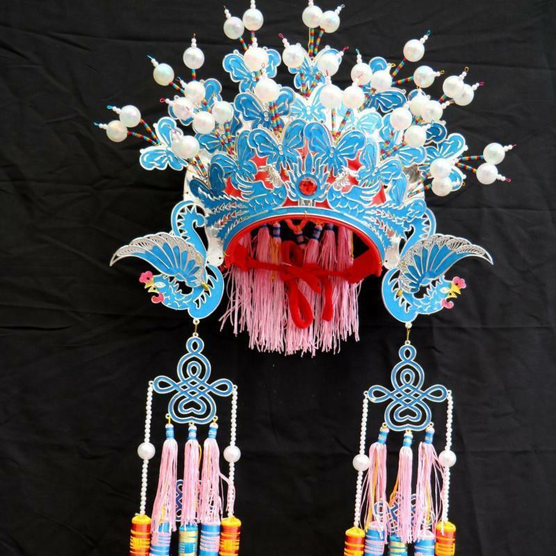1Pc Chinese Style Phoenix Coronet Multi Color Exquisite Tassel Hat Beijing Opera Drama Classic Decorative Headwear