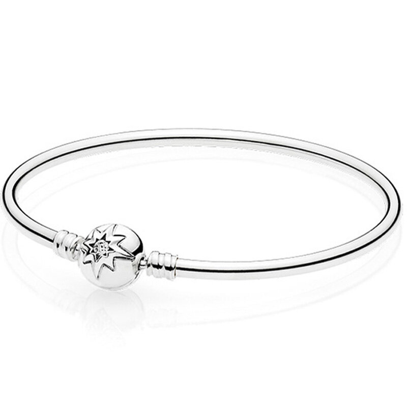 New 925 Sterling Silver Winged Infinity Heart Brilliant Life Snowflake Dainty Bow Bangle Bracelet Fit Bead Charm Diy Jewelry