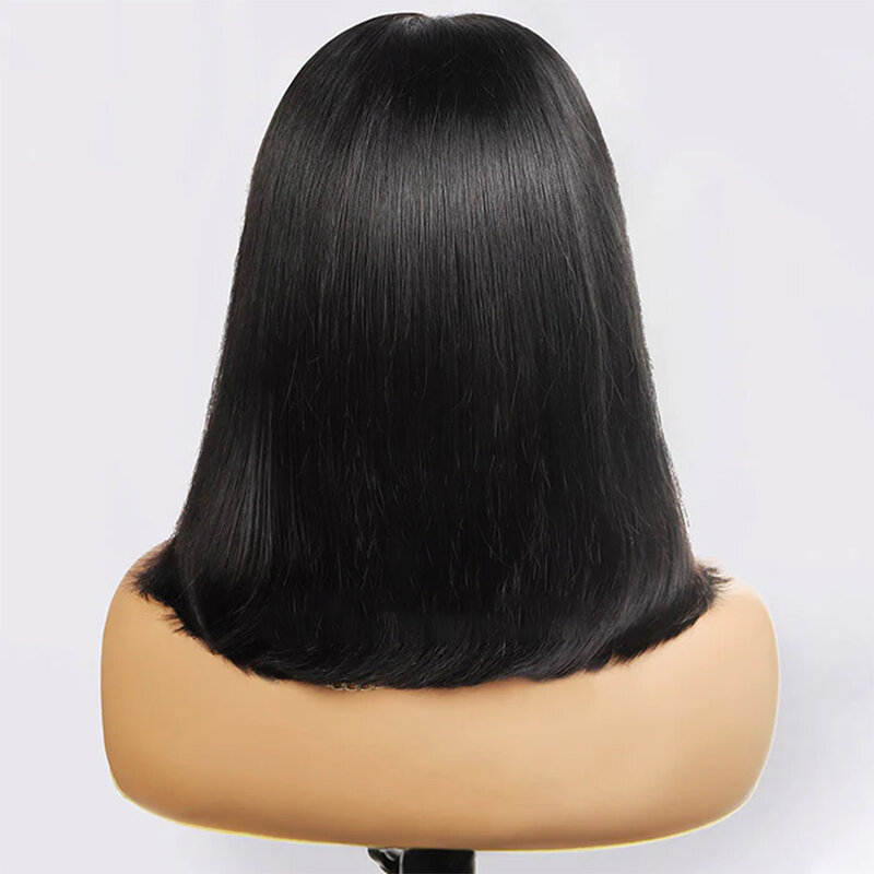 Wig Bob pendek lurus tanpa lem transparan 13X4 renda depan rambut manusia Wig menutupi rambut alami Remy Wig Brasil dijual
