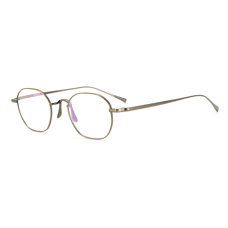 Armações de óculos de titânio puro para homens e mulheres, óculos retrô poligonais grandes, luz anti-azul, lentes para óculos, molduras miopia, luxo