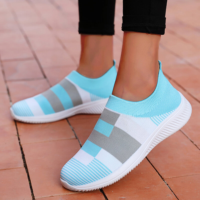 2024 nowe modne trampki damskie obuwie jednokolorowe trampki damskie wsuwane na skarpetki damskie płaskie buty damskie