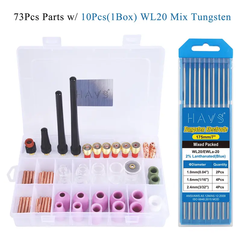 83Pcs TIG Welding Torch Stubby Gas Lens For WP9 WP20 WP25 #4~#12 High Temperature Glass Cup Kit Durable Practical Accessories