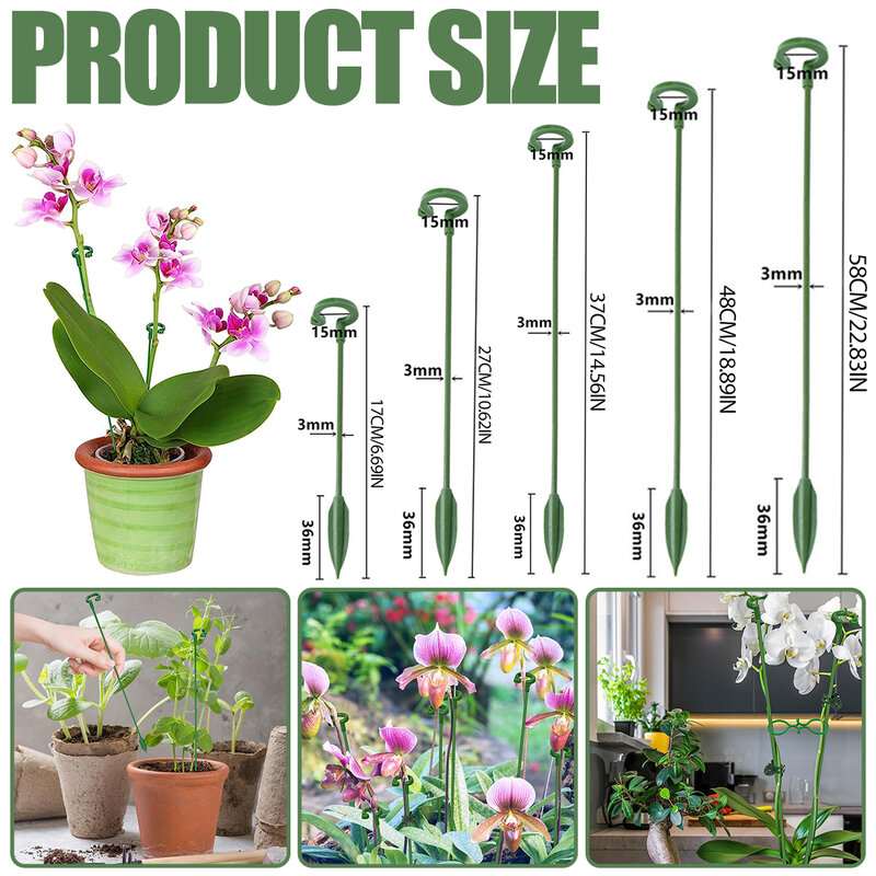 10Pcs Plant Supports Stakes Reusable Flower Vegetable Holder Sticks Floral Plants Stand for Indoor Outdoor Garden Decor Supplies