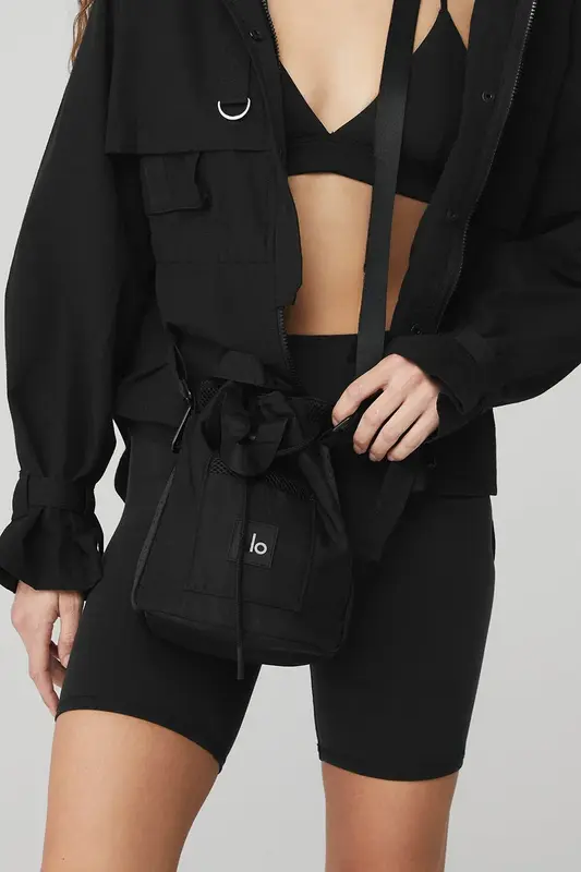 LO-Bolso cruzado negro para mujer, bolsa deportiva de ocio para teléfono, bolsa de maquillaje portátil para compras, riñonera al aire libre