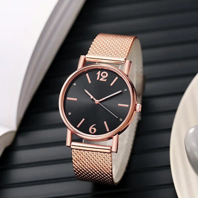 Reloj de pulsera de cuarzo con diamantes de imitación para mujer, accesorio de moda, color oro rosa, 2021
