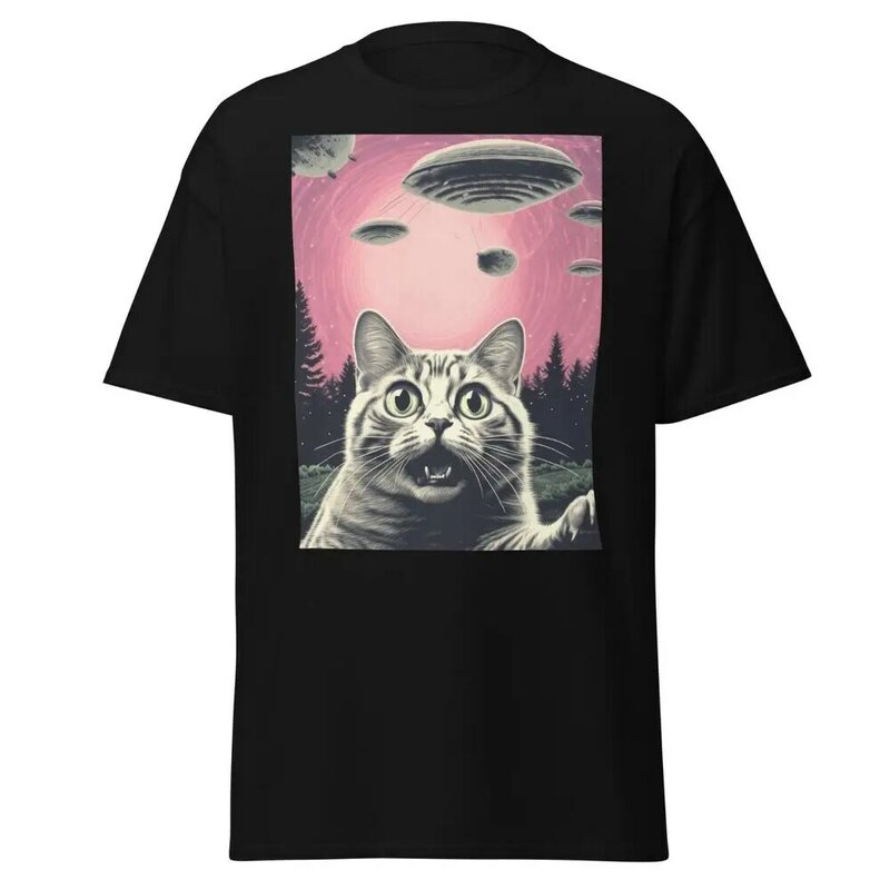 Kat Selfie Met Ufo Meme T-Shirt Geweldig Kattenliefhebber Cadeau Unisex Shirt