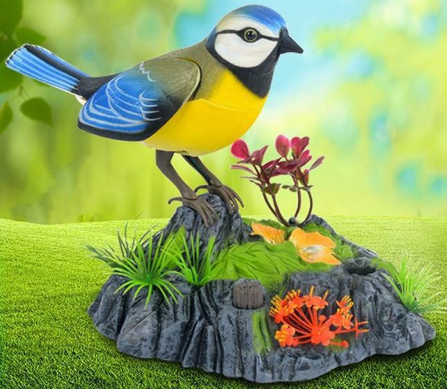 Uccello danzante cinguettio con attivazione del sensore di movimento, giocattolo per uccelli cantanti