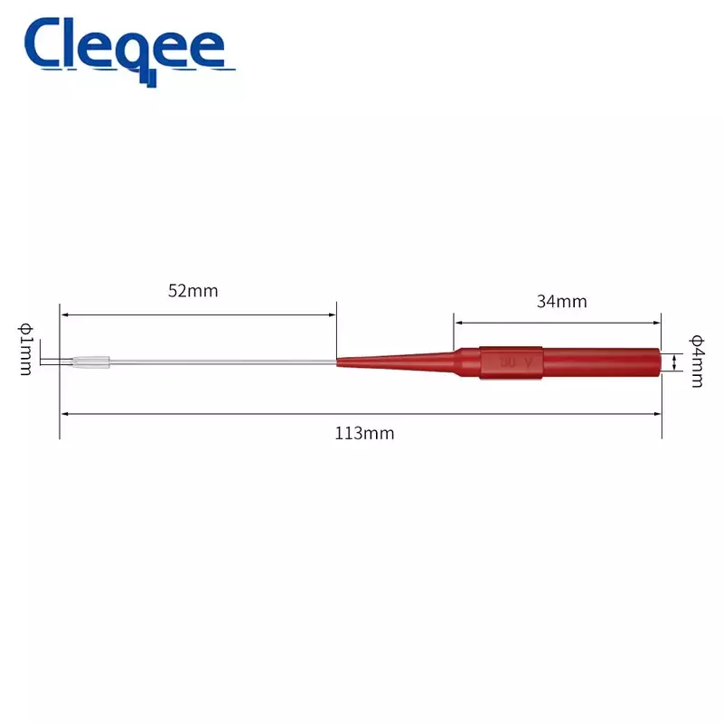 Cleqee 10pcs P30009 + 1mm uji Probe jarum panjang terisolasi kembali Probe Pin tidak merusak Stainless tusukan Probe 4mm Jack