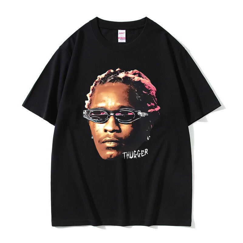 Young Thug Thugger Graphic T-shirt Rapper Style Hip Hop Tshirt Vintage Tops Male 100% Cotton Unisex T Shirt Men Women Loose Tees