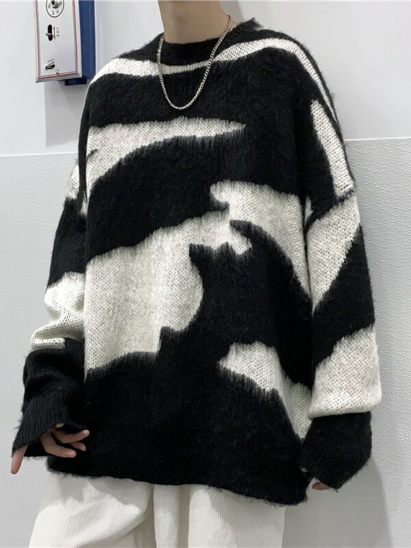 Grunge Patchwork Kontrast farbe Pullover Herbst Winter übergroße lässige Pullover Mode Harajuku Frauen y2k ästhetische Pullover