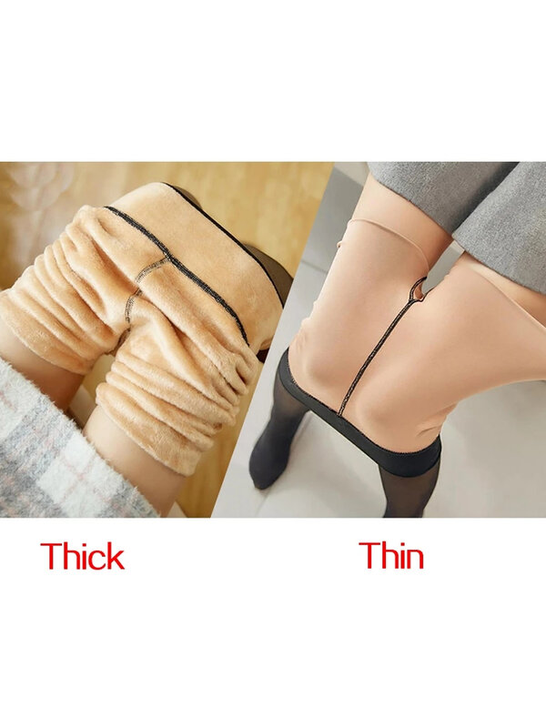 Calças justas translúcidas de lã de cintura alta para mulheres, meia-calça sexy, leggings finas, meia-calça fina, elasticidade, inverno