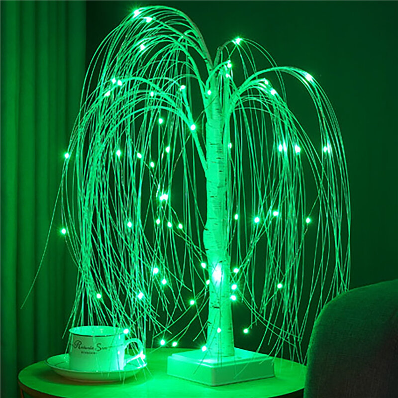 Lampe LED en forme de saule avec 7 Modes d'éclairage, lumière d'ambiance, idéale pour une fête, une chambre à coucher ou un salon, 50cm, 18 couleurs