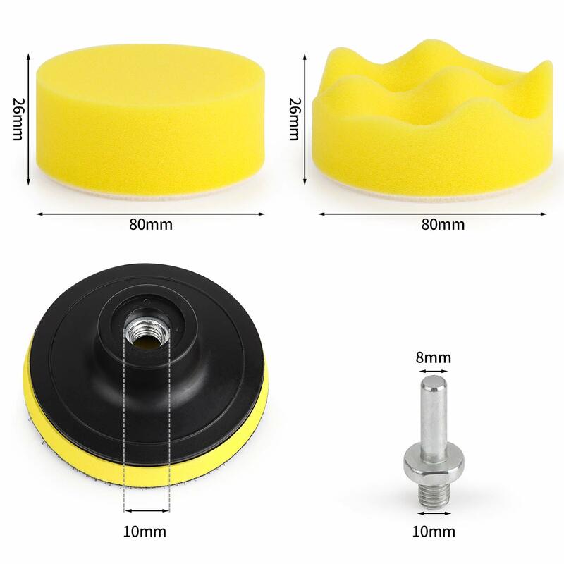 11pc 3" Car Polishing Disc 11Pcs/Set Self-Adhesive Buffing Waxing Sponge Wool Wheel Polishing Pad For Car Polisher Drill Adapter