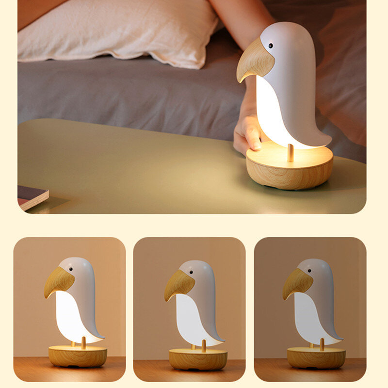 Cute Bird Bedside Lamp Night Light for Kids Bluetooth-compatible Speaker Nursery Baby Night Light Dimmable, USB Charging