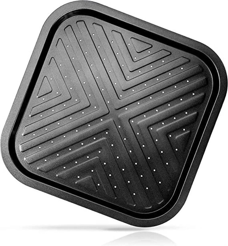 Non-Stick Forno Crisper Pan, Panela de aço carbono Deluxe, Qualidade Metal Bakeware, Preto
