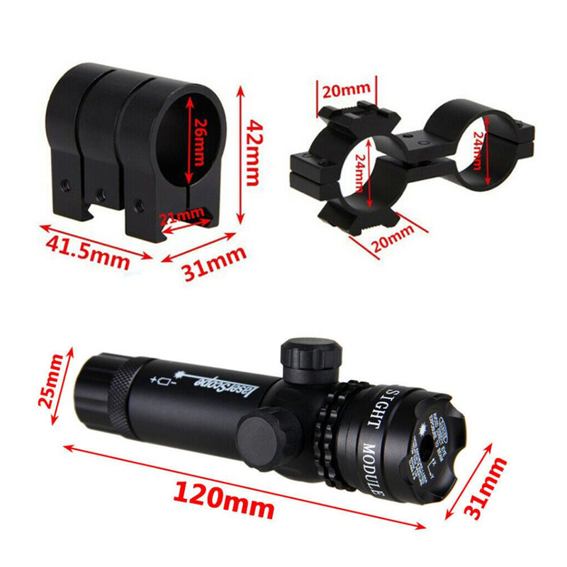 Tactical Hunting Red/Green Laser Dot Sight Adjustable 532nm Red Laser Pointer Rifle Gun Scope Rail Barrel Pressure Switch Mount