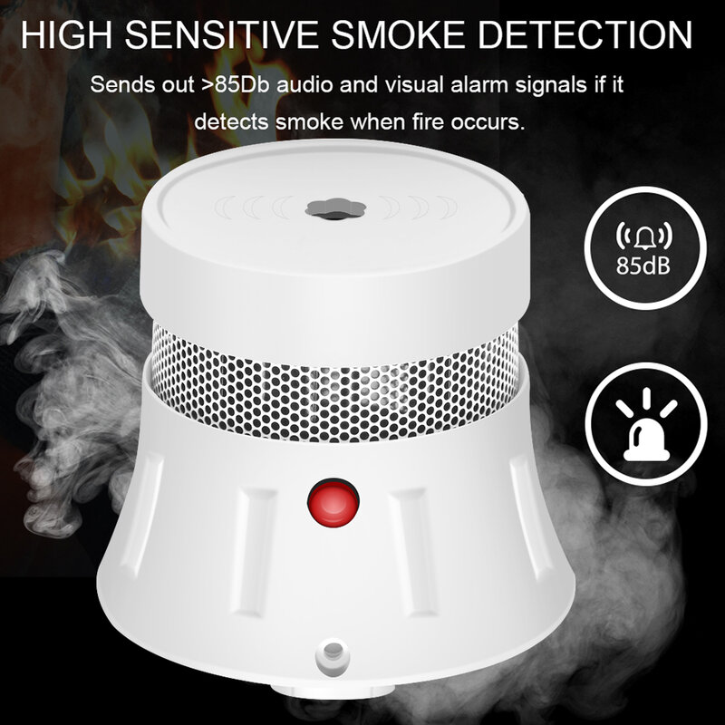 Czujnik dymu straż pożarna WiFi Alarm 85db detektor dymu ochrona bezpieczeństwo w domu działa z inteligentnym życiem Tuya