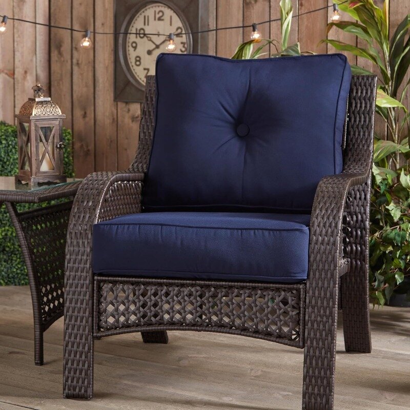 Greater Home Fashions Outdoor Sunbrella Fabric Deep Seat Cushion, Set da 2 pezzi, Midnight