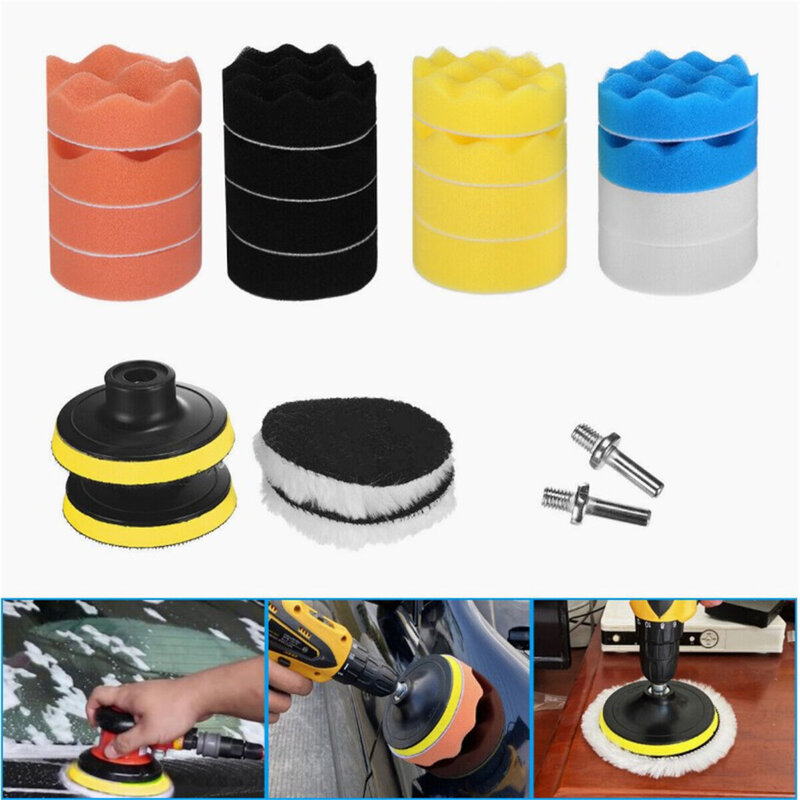 22pcs Drill Polishing Kit Reusable Buffing Pads Adhesion Drill Polishing Kit For Car Polishing Sanding Waxing Sealing Glaze