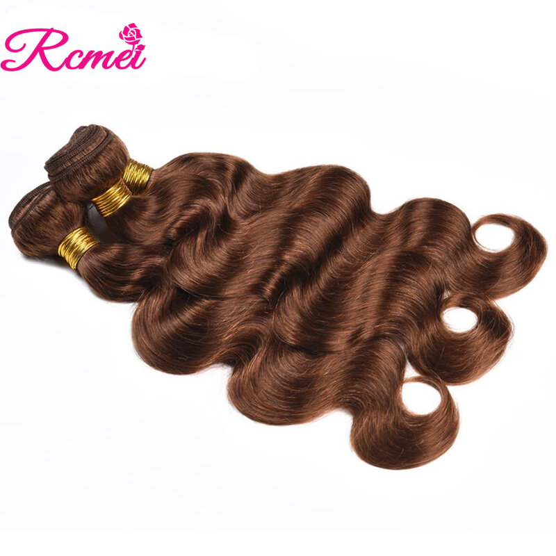 Mechones de cabello humano ondulado marrón Chocolate para mujer, extensiones de cabello humano Remy brasileño de 10a 32 pulgadas, 1/3/4 piezas