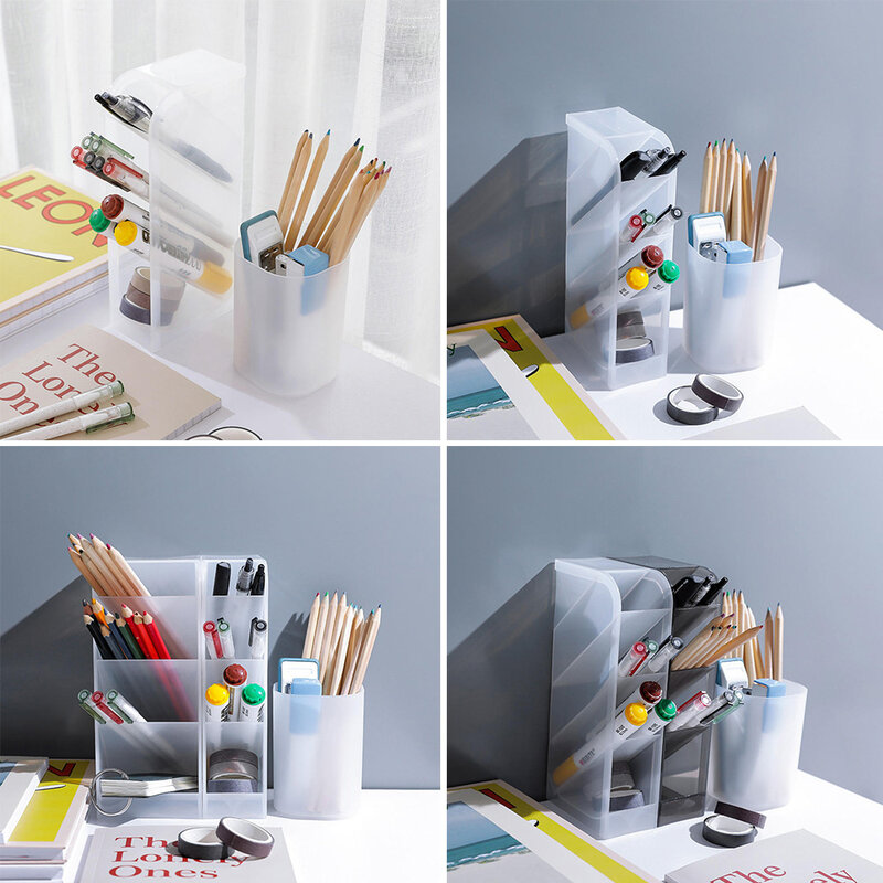 2022 caneta de mesa titular lápis organizador de maquiagem desktop organizador para cosméticos caixa de armazenamento plástico escola escritório kawaii papelaria