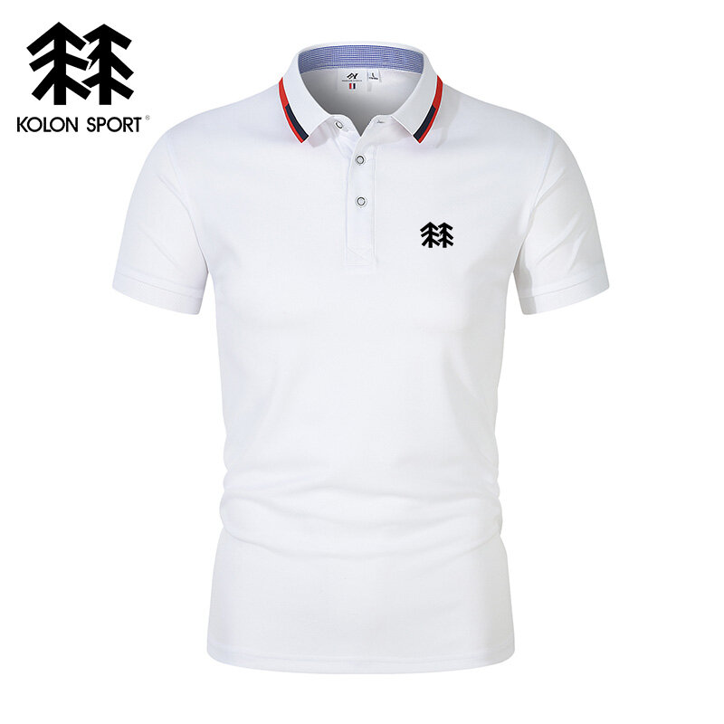 KOLONSPORT-Camisa polo respirável masculina, lapela bordada, negócios e lazer, alta qualidade, verão, novo, 2022
