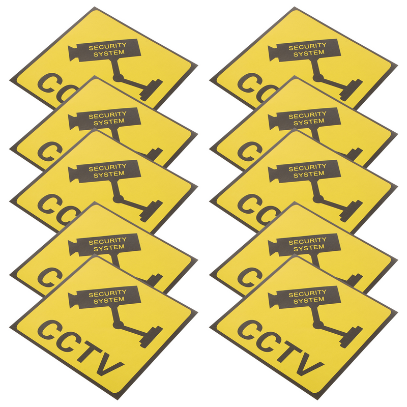 10 Pcs Monitor Warning Stickers Cctv Adhesive Labels The Office Caution Decals Video Camera Sign