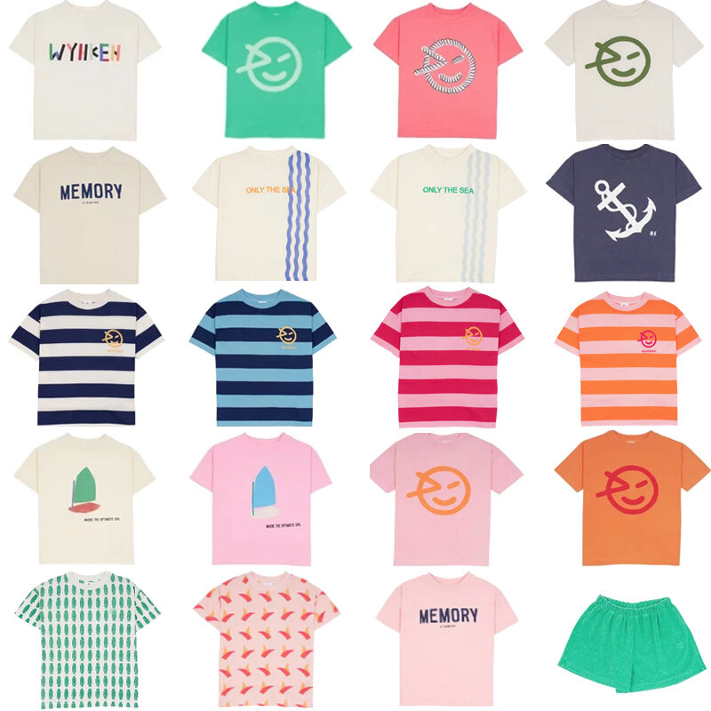 Wyn-camiseta de manga curta para menino e menina, roupas de verão, estampa bonita, algodão, para crianças, novo design, 2019