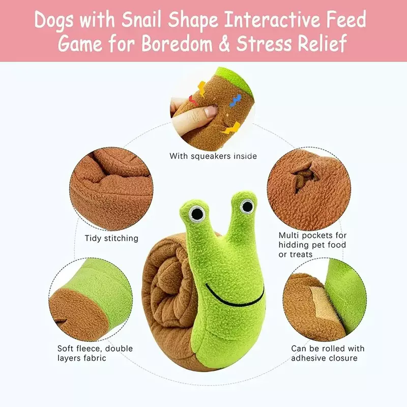 Dog Squeak Toys Pet Sniffing Plush Snails Toys Tibetan Food Molar Puzzle Dog Toys Interactive Cat Dog Puzzle Toy Feeder Wholsale