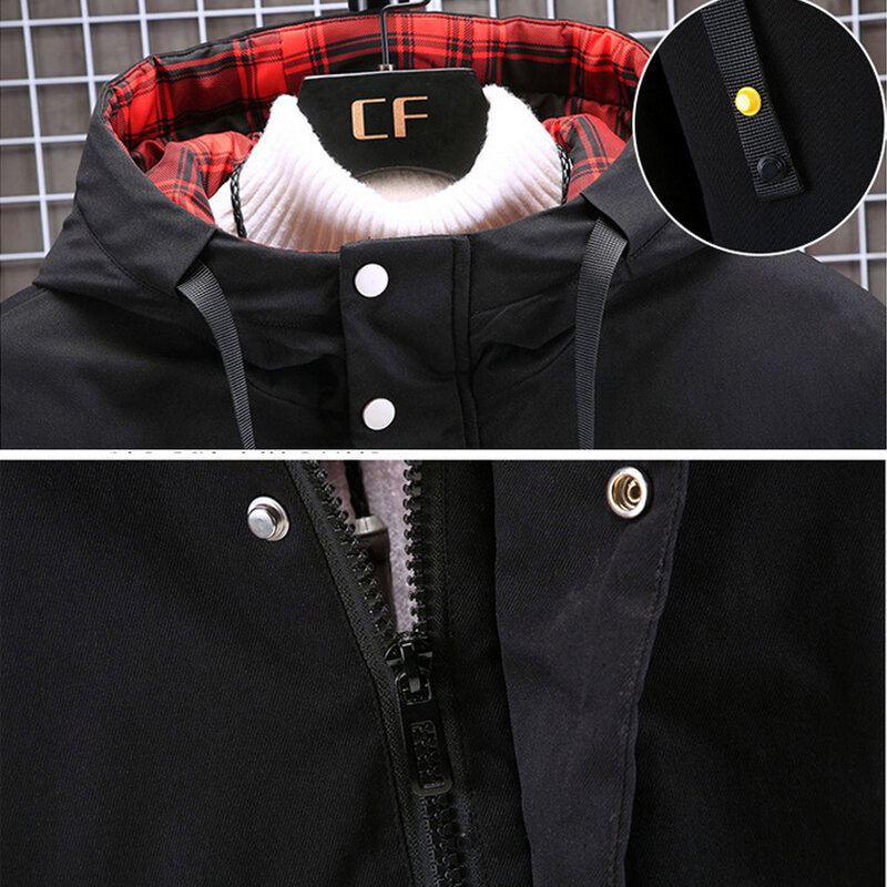 Longo parkas men 10xl plus size jaqueta inverno grosso casaco moda casual cor sólida parka tamanho grande 10xl masculino outerwear preto