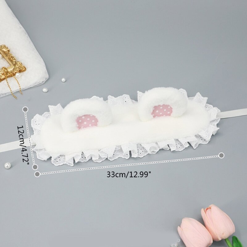 Delicate Bear Ear Headband Pleated Lace Stereo Shape Hair Hoop Spring Summer Headpiece Cosplay Party for Woman Teens