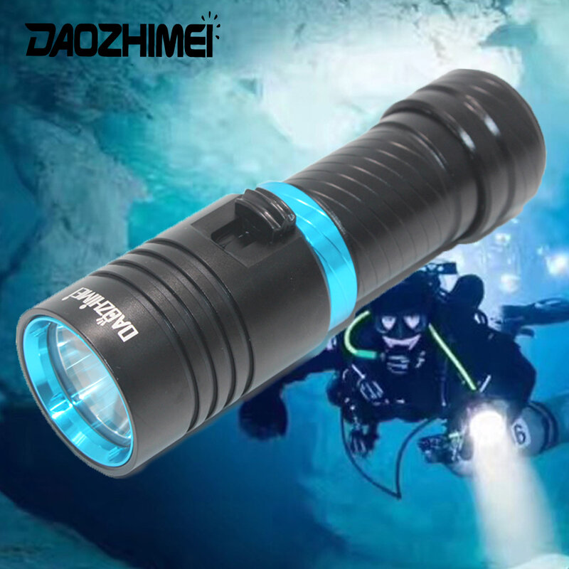 IPX8 Waterproof Dive Underwater 200 Meter Professional Diving Flashlight Torches White/Yellow Lamp Dive Light Camping Lanterna