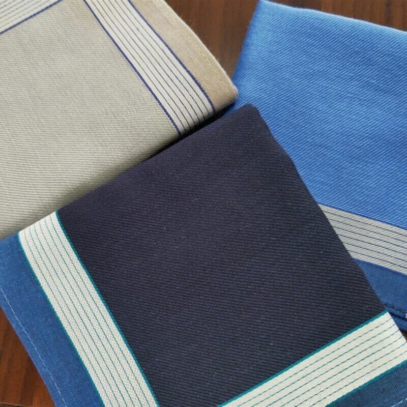 Male Striped Pattern Handkerchief for Male Gentleman Polyester Handkerchief Printed Groom Handkerchief 43x43cm