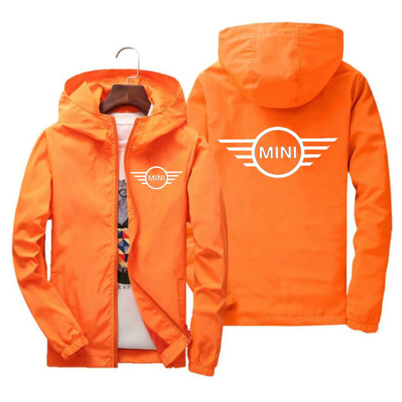 캐쥬얼 후드 보머 재킷, 미니 쿠퍼 s 프린트, 용수철 및 가을 패션 바람막이, 2023 최신 자동차 재킷
