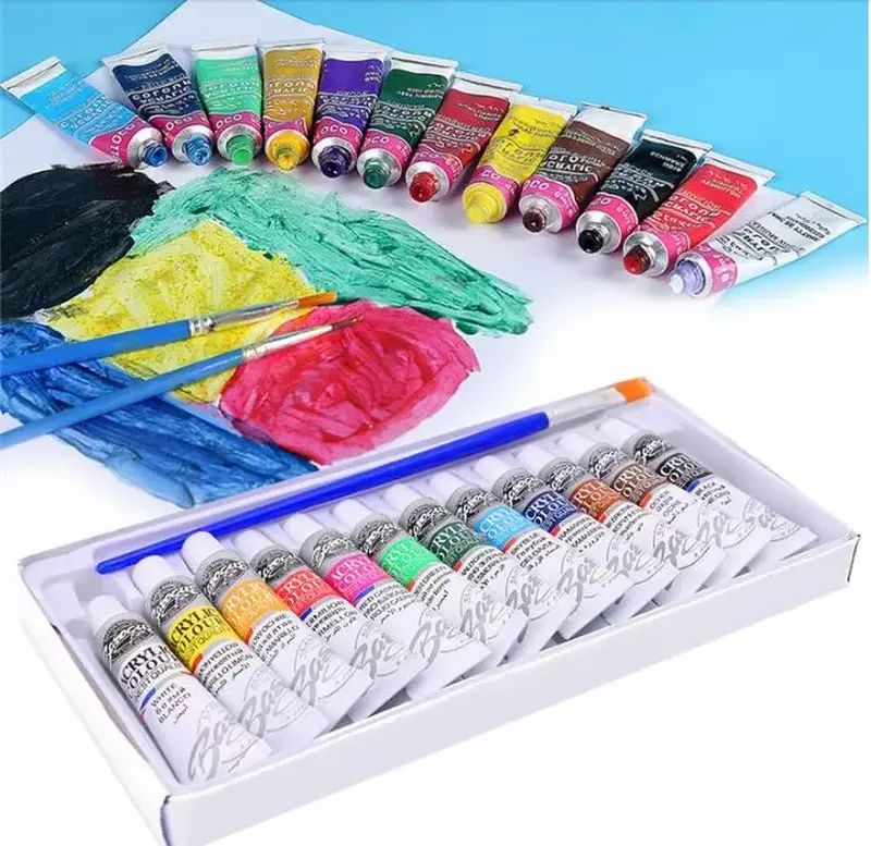 アクリル絵筆,12色セット,DIY用アートペイントペイント,プロのアクリルペイント,セラミックストーンセット