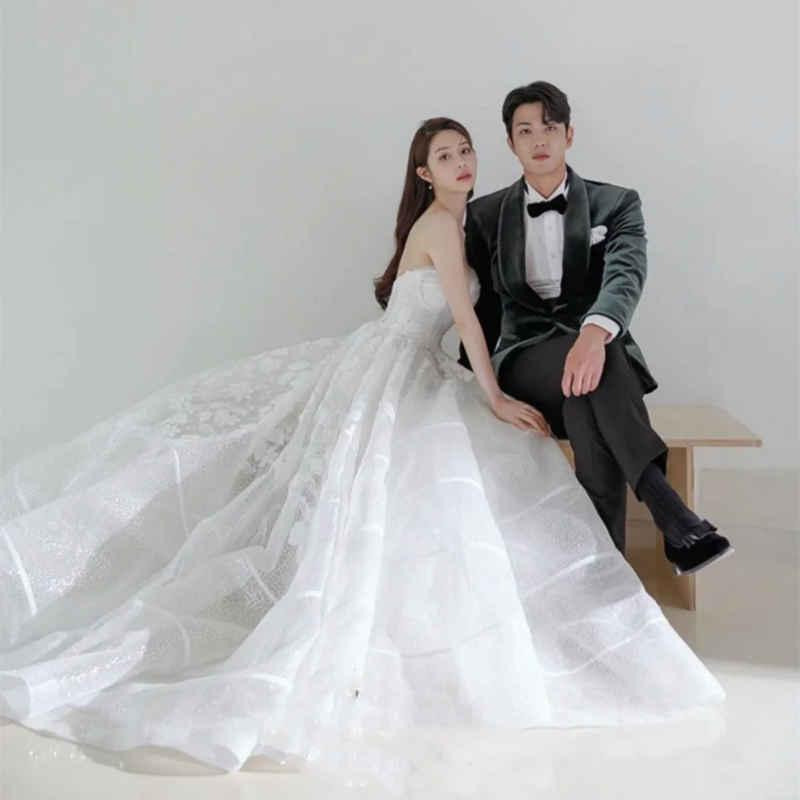Милое простое красивое свадебное платье для невесты без бретелек корейские свадебные платья для фотографии для женщин