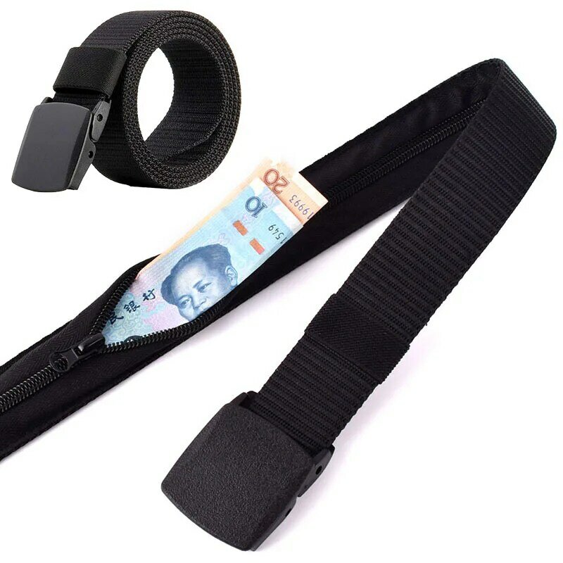 Cintura da viaggio per adulti Unisex con cerniera nascosta in contanti cintura antifurto fai da te marsupio portafoglio per nascondere i soldi borsa da cintura larghezza 3.2cm