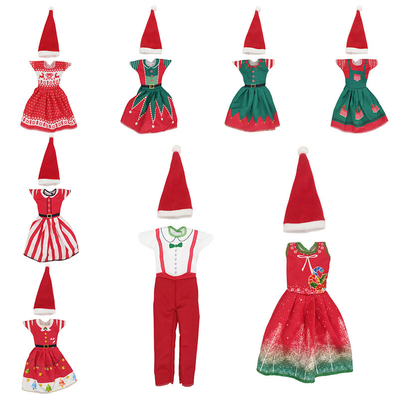 Fashion Christmas Dress Outfit Dress Hats for 11 inch 30cm Doll Clothes for Doll Accessories