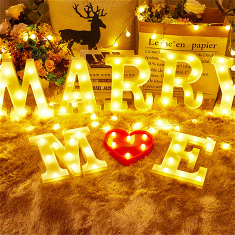 Ozdobne litery litera alfabetu LED Lights Luminous liczba Lamp lampka nocna propozycja ślubu strona dekoracja do sypialni dla dziecka