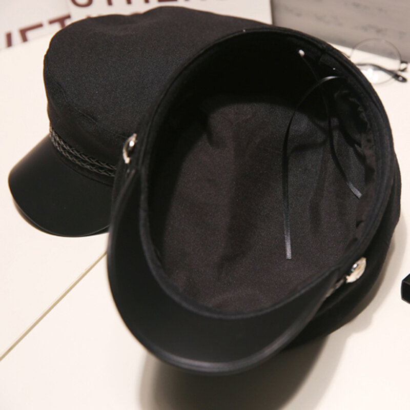 여성 여행 캡틴 블랙 남성 용수철 가을 팔각형 모자, 세일러 모자, 베레모 모자