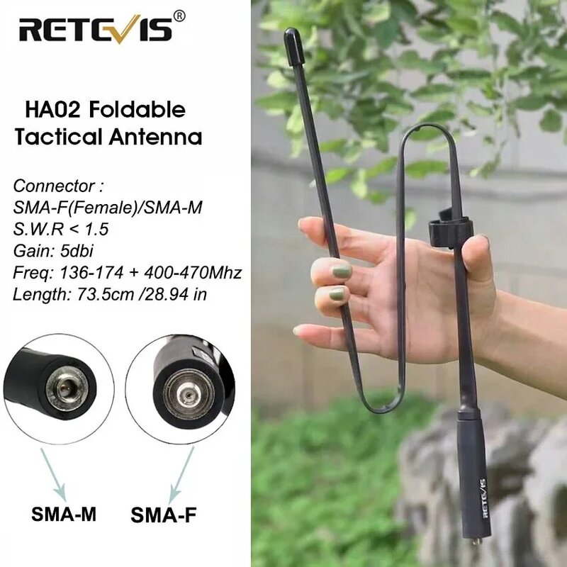 Retevis-antena táctica plegable HA02 para walkie-talkie, SMA-F/M, para Baofeng UV 5R, BF888S, Quansheng UV K5, UV K6, UV K58