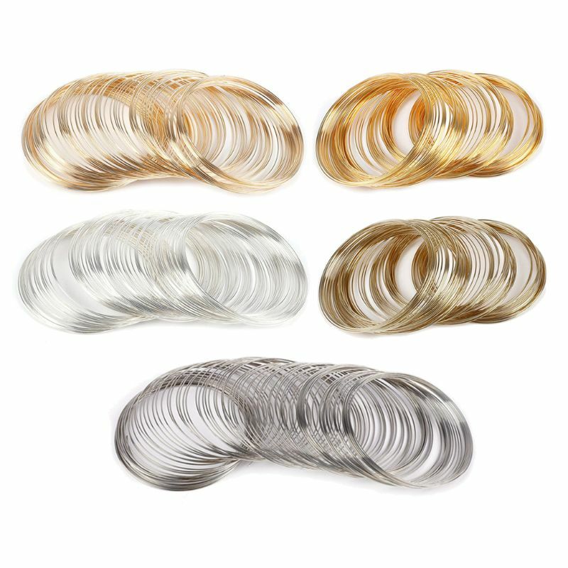100 Pieces 0.6mm Memory Beading Steel Wire Bangle Bracelet for DIY Jewelry Charm