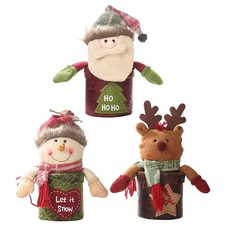 Xmas New Year DIY Christmas Temperament Candy Jar Santa Claus Gift Box Snowman Apple Boxes Children's Cartoon Doll Decoration