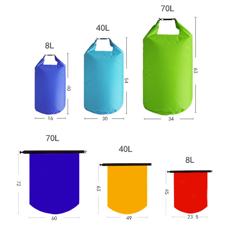 กระเป๋ากันน้ำสำหรับกลางแจ้ง, 8L/25L/40L/70L/75L กระเป๋ากันน้ำสำหรับกระเป๋าเป้สะพายหลังกระเป๋าว่ายน้ำเดินป่าในแม่น้ำพายเรือคายัคเสื้อผ้าเดินทางเก็บของ