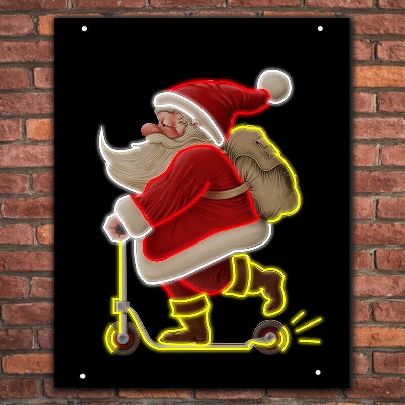 Customized Santa Claus Riding Motorcycle Super Large Ski Neon Sign New Year Home Decoration Light