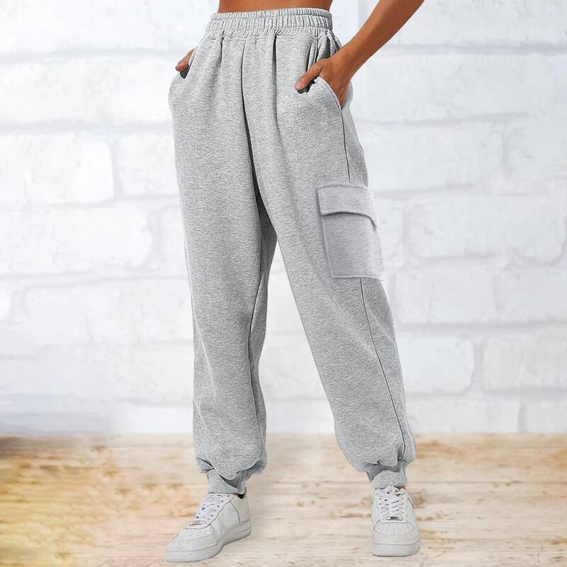 Women Trousers Comfortable Women's Elastic Waist Cargo Pants With Multiple Pockets For Sports Leisure Activities Ankle Length