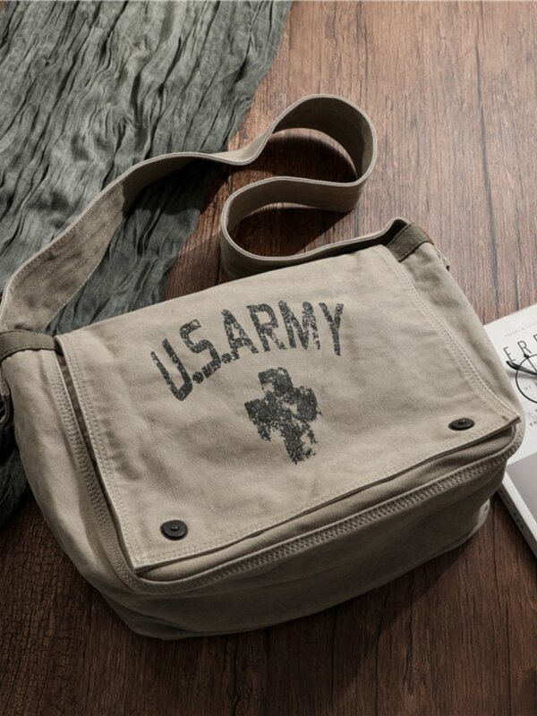 Tailor Brando Washed Old Retro Messenger Bag Size 32*31*15cm Waterproof Large Capacity Canvas Men's Shoulder Bag